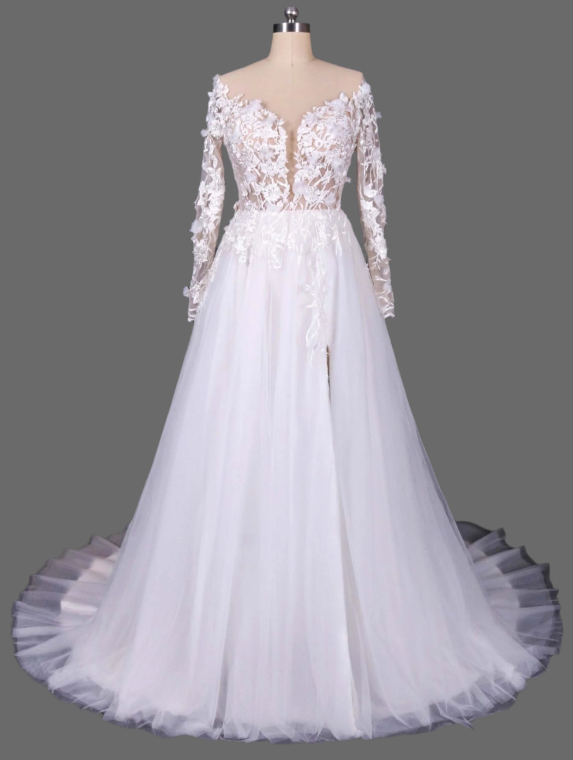Stunning A-Line Wedding Dress - Off-Shoulder Lace Bridal Gown